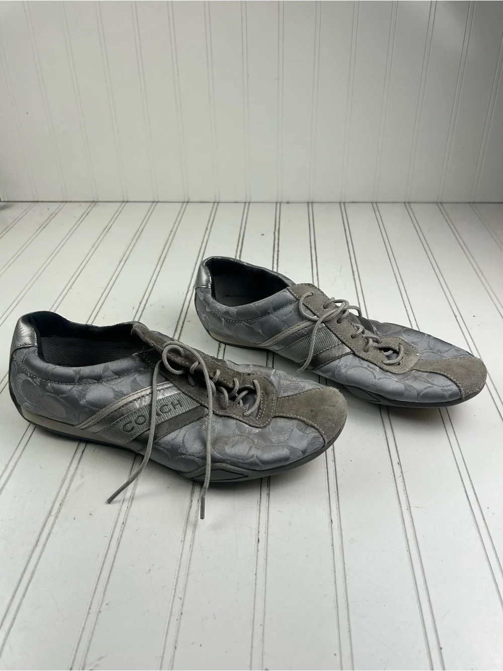 Coach Jayme Monogram Signature Logo Sneakers Grey Silver Women’s Size 11M
